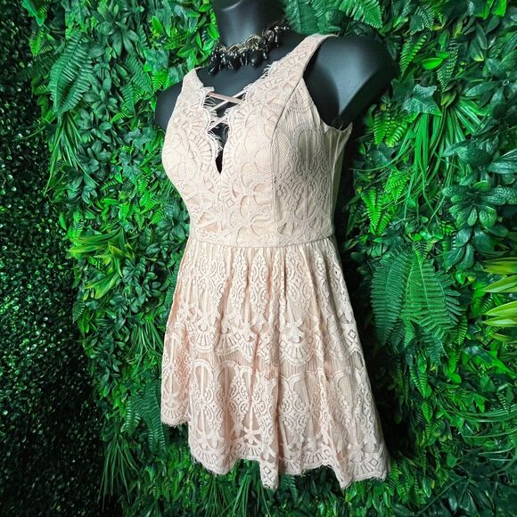 DEAR MOON Women Dress 7 Peach Orange Formal Short V Neck Prom Party 0451 - Picture 3 of 12